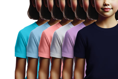 Aaramkhor Combo Gift Pack of 6 Girls_Tshirt Black Navy Blue Lavender White Lavender Navy Blue Tshirts for Kids