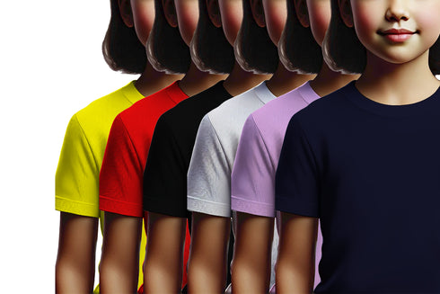 Aaramkhor Combo Gift Pack of 6 Girls_Tshirt Black Navy Blue Lavender White Lavender Navy Blue Tshirts for Kids