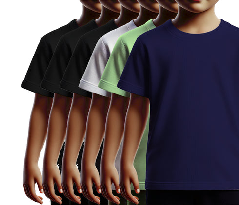 Aaramkhor Combo Gift Pack of 6 Kids Black Navy Blue Pista Green White Pista Green Navy Blue Tshirts for Kids