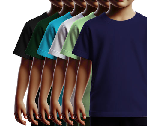 Aaramkhor Combo Gift Pack of 6 Kids Black Navy Blue Pista Green White Pista Green Navy Blue Tshirts for Kids