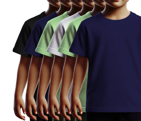 Aaramkhor Combo Gift Pack of 6 Kids Black Navy Blue Pista Green White Pista Green Navy Blue Tshirts for Kids