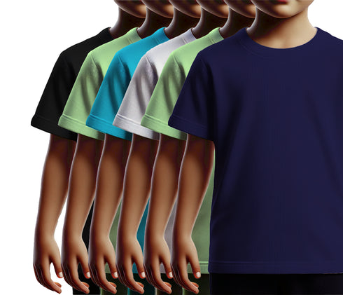 Aaramkhor Combo Gift Pack of 6 Kids Black Navy Blue Pista Green White Pista Green Navy Blue Tshirts for Kids
