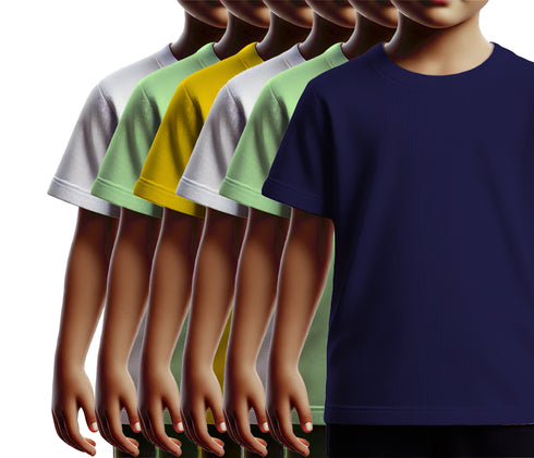 Aaramkhor Combo Gift Pack of 6 Kids Black Navy Blue Pista Green White Pista Green Navy Blue Tshirts for Kids