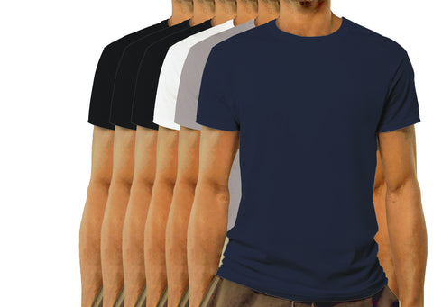 Aaramkhor Combo Gift Pack of 6 Model Men Black Navy Blue GreyMelange White GreyMelange Navy Blue Tshirts for Men