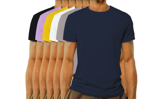 Aaramkhor Combo Gift Pack of 6 Model Men Black Navy Blue GreyMelange White GreyMelange Navy Blue Tshirts for Men