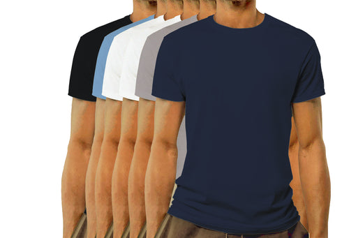 Aaramkhor Combo Gift Pack of 6 Model Men Black Navy Blue GreyMelange White GreyMelange Navy Blue Tshirts for Men