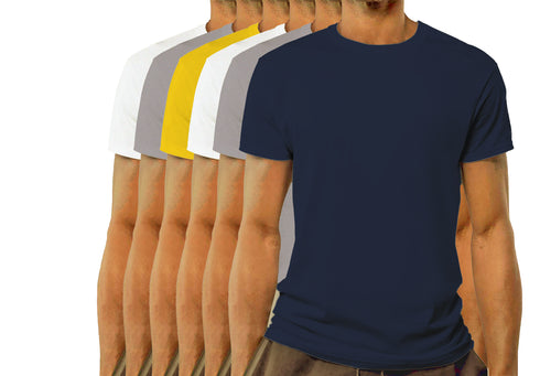 Aaramkhor Combo Gift Pack of 6 Model Men Black Navy Blue GreyMelange White GreyMelange Navy Blue Tshirts for Men