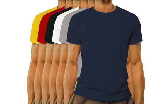 Aaramkhor Combo Gift Pack of 6 Model Men Black Navy Blue GreyMelange White GreyMelange Navy Blue Tshirts for Men