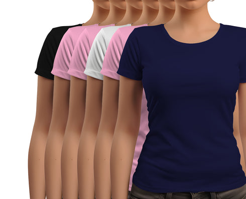 Aaramkhor Combo Gift Pack of 6 New women black navyblue babypink white babypink navyblue Tshirts for Women