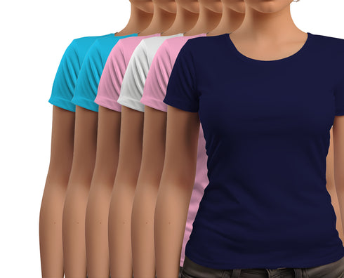 Aaramkhor Combo Gift Pack of 6 New women black navyblue babypink white babypink navyblue Tshirts for Women