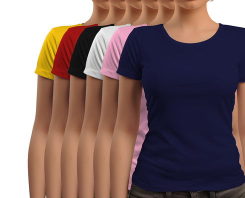 Aaramkhor Combo Gift Pack of 6 New women black navyblue babypink white babypink navyblue Tshirts for Women