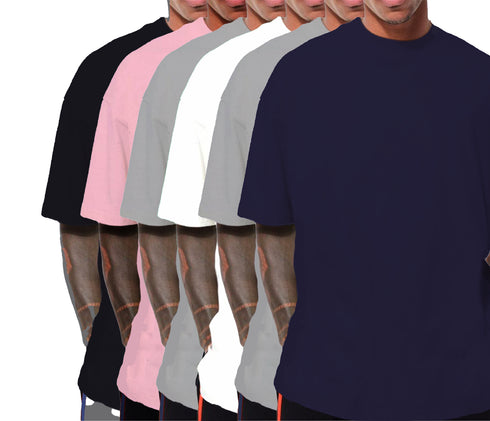 Aaramkhor Combo Gift Pack of 6 Oversized Black Navy Blue Grey White Grey Navy Blue Tshirts for Men