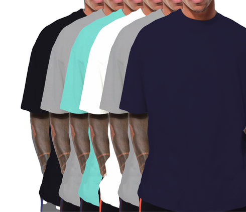 Aaramkhor Combo Gift Pack of 6 Oversized Black Navy Blue Grey White Grey Navy Blue Tshirts for Men