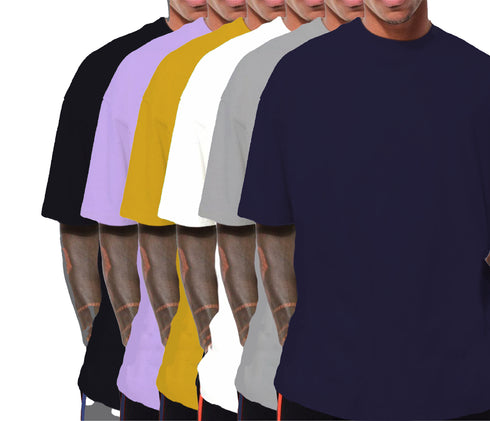 Aaramkhor Combo Gift Pack of 6 Oversized Black Navy Blue Grey White Grey Navy Blue Tshirts for Men