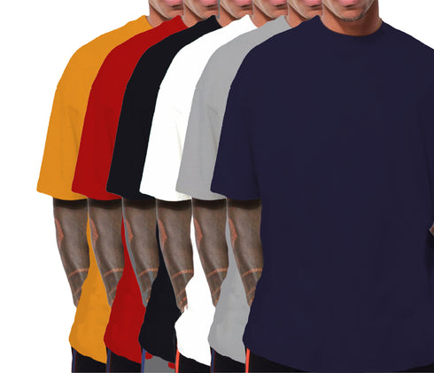 Aaramkhor Combo Gift Pack of 6 Oversized Black Navy Blue Grey White Grey Navy Blue Tshirts for Men