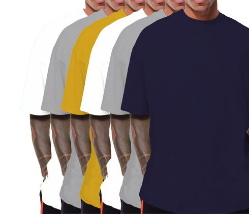 Aaramkhor Combo Gift Pack of 6 Oversized Black Navy Blue Grey White Grey Navy Blue Tshirts for Men