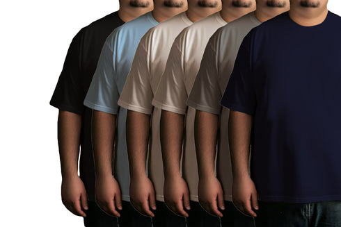 Aaramkhor Combo Gift Pack of 6 Plussize Black Navy Blue Grey White Grey Navy Blue Tshirts for Men