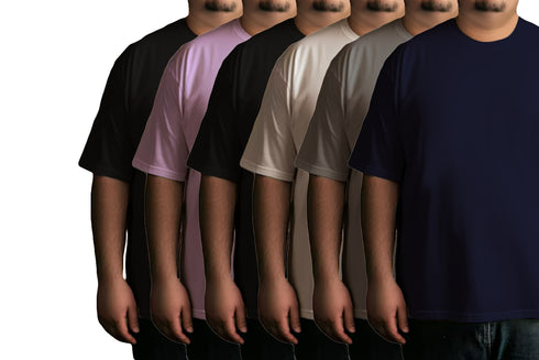 Aaramkhor Combo Gift Pack of 6 Plussize Black Navy Blue Grey White Grey Navy Blue Tshirts for Men
