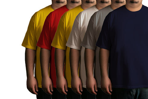 Aaramkhor Combo Gift Pack of 6 Plussize Black Navy Blue Grey White Grey Navy Blue Tshirts for Men