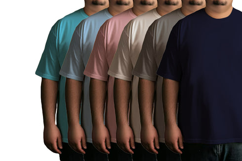 Aaramkhor Combo Gift Pack of 6 Plussize Black Navy Blue Grey White Grey Navy Blue Tshirts for Men