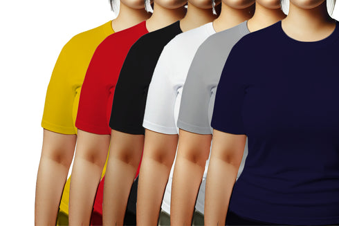 Aaramkhor Combo Gift Pack of 6 Womens Plussize Black Navy Blue Grey White Grey Navy Blue Tshirts for Women