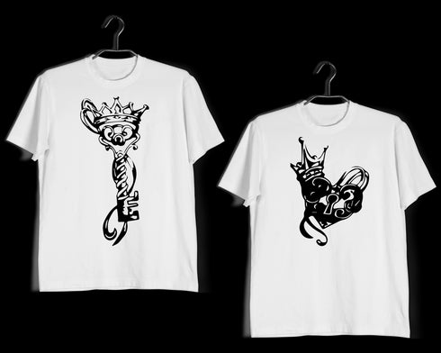 KING-QUEEN RELATIONSHIPS Matching Couples Key Lock King Queen T-Shirts for Boyfriend Girlfriend Fiance Husband Wife Mother Father Family