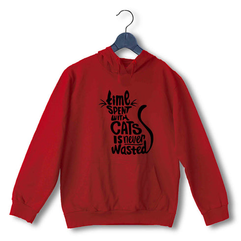 The classics Cats TIME SPENT WITH CAT IS NEVER WASTED - CAT WORD ART UNISEX HOODIE Sweatshirts