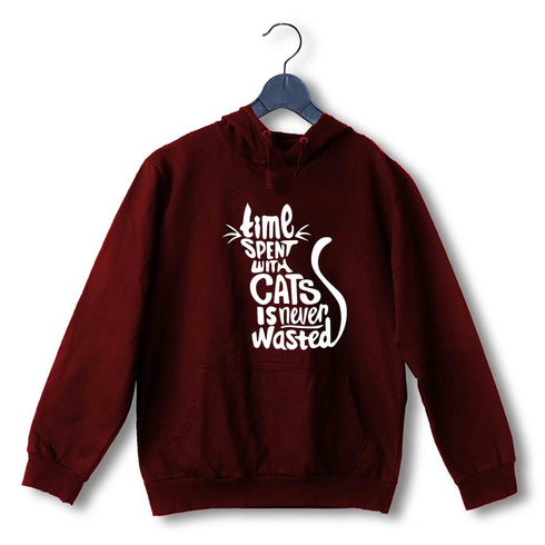 The classics Cats TIME SPENT WITH CAT IS NEVER WASTED - CAT WORD ART UNISEX HOODIE Sweatshirts