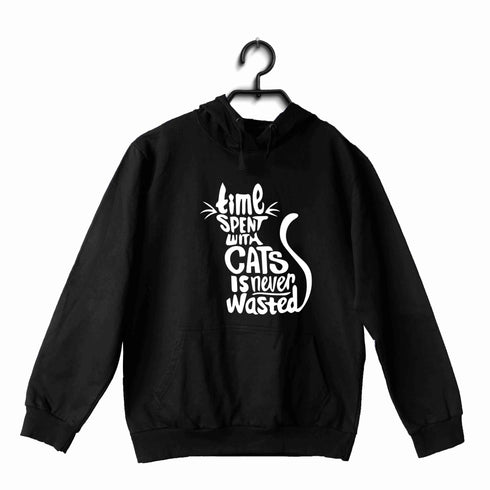 The classics Cats TIME SPENT WITH CAT IS NEVER WASTED - CAT WORD ART UNISEX HOODIE Sweatshirts