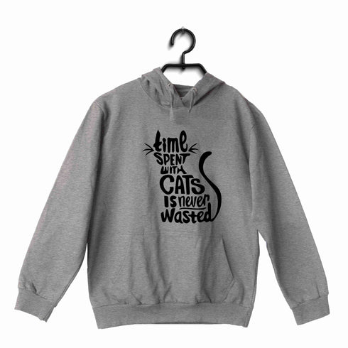 The classics Cats TIME SPENT WITH CAT IS NEVER WASTED - CAT WORD ART UNISEX HOODIE Sweatshirts