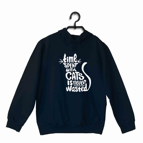 The classics Cats TIME SPENT WITH CAT IS NEVER WASTED - CAT WORD ART UNISEX HOODIE Sweatshirts