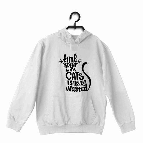The classics Cats TIME SPENT WITH CAT IS NEVER WASTED - CAT WORD ART UNISEX HOODIE Sweatshirts