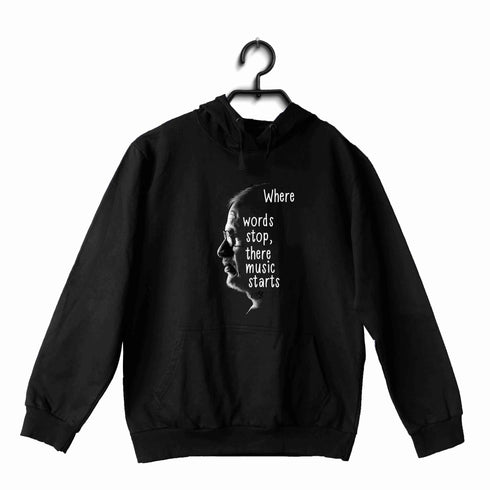 Ilayaraja Tamil Tamil WHERE WORD STOPS - ILAYARAJA UNISEX HOODIE Sweatshirts