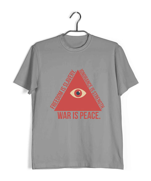 George Orwell WAR IS PEace. Freedom is Slavery. Ignorance is strength. Triangle Format Books Casual Graphic Printed T-Shirt for Men