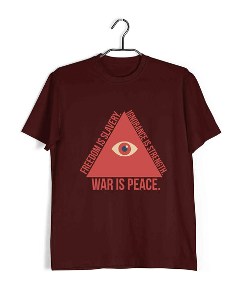 George Orwell WAR IS PEace. Freedom is Slavery. Ignorance is strength. Triangle Format Books Casual Graphic Printed T-Shirt for Men