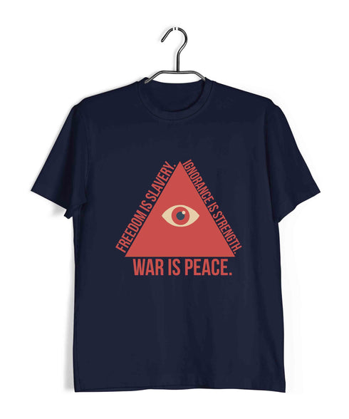 George Orwell WAR IS PEace. Freedom is Slavery. Ignorance is strength. Triangle Format Books Casual Graphic Printed T-Shirt for Men