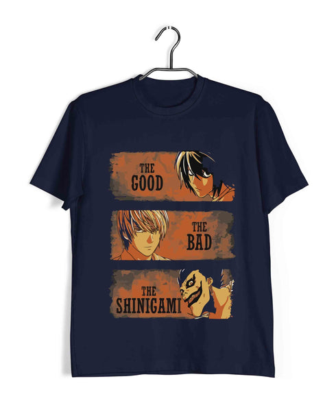 Comics Death Note THE GOOD THE BAD THE SHINIGAMI Custom Printed Graphic Design T-Shirt for Men