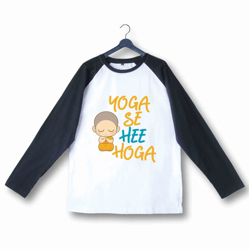 Yoga The Classics Fitness Gym Yoga se hi Hoga Custom Printed Graphic Design Raglan T-Shirt for Women