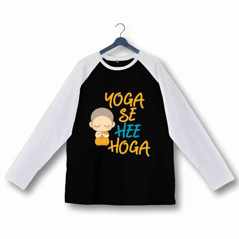 Yoga The Classics Fitness Gym Yoga se hi Hoga Custom Printed Graphic Design Raglan T-Shirt for Women