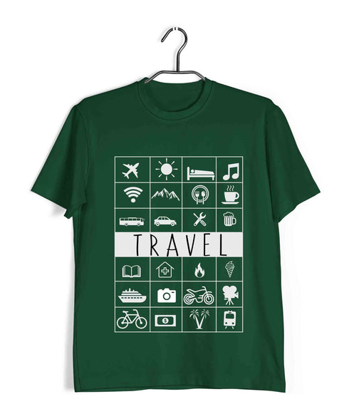 Wanderlust Travel Travel TRAVEL ICONS Custom Printed Graphic Design T-Shirt for Men