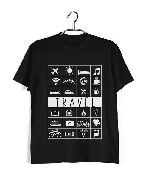 Wanderlust Travel Travel TRAVEL ICONS Custom Printed Graphic Design T-Shirt for Women
