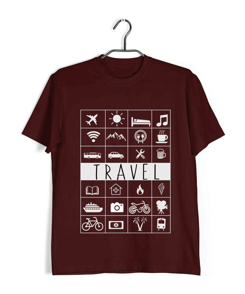 Wanderlust Travel Travel TRAVEL ICONS Custom Printed Graphic Design T-Shirt for Men