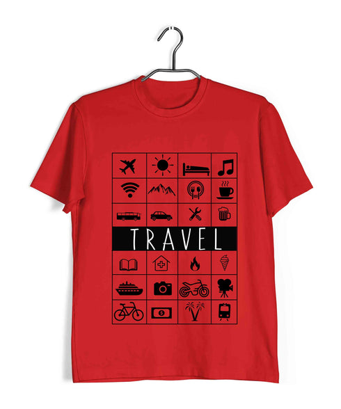 Wanderlust Travel Travel TRAVEL ICONS Custom Printed Graphic Design T-Shirt for Men