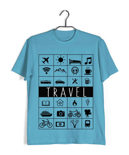 Wanderlust Travel Travel TRAVEL ICONS Custom Printed Graphic Design T-Shirt for Men