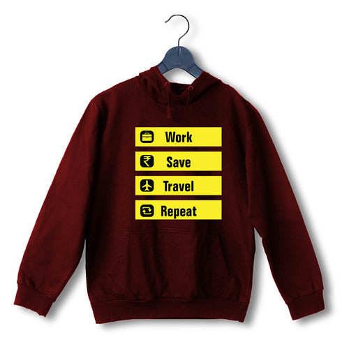 Travel Travel WORK SAVE TRAVEL REPEAT UNISEX HOODIE Sweatshirts