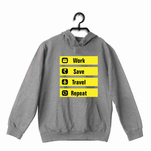 Travel Travel WORK SAVE TRAVEL REPEAT UNISEX HOODIE Sweatshirts