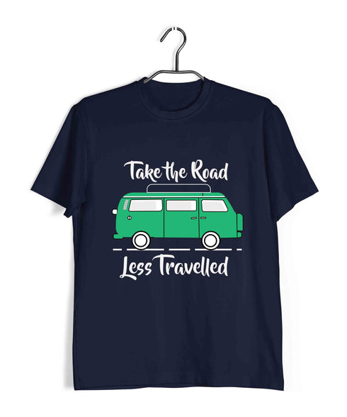 Travel Pop Culture TAKE THE ROAD LESS TRAVELLED Travel Casual Graphic Printed T-Shirt for Men