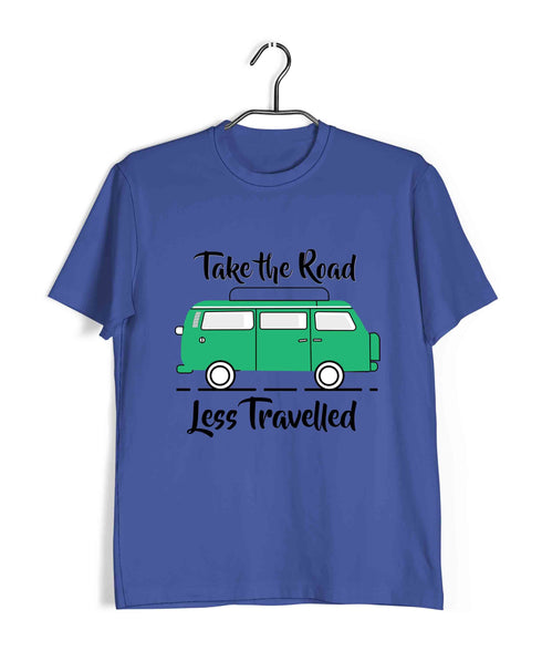 Travel Pop Culture TAKE THE ROAD LESS TRAVELLED Travel Casual Graphic Printed T-Shirt for Men