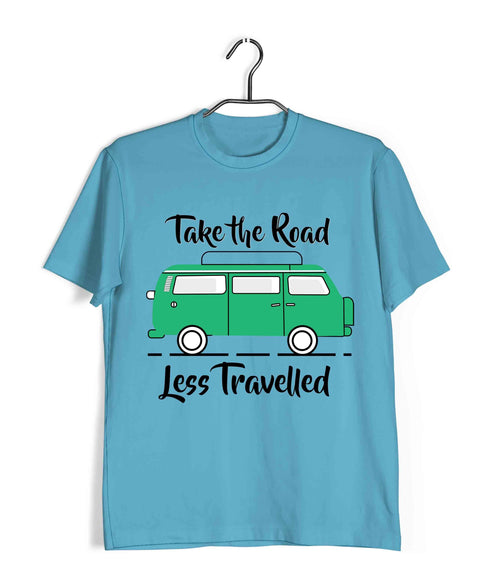 Travel Pop Culture TAKE THE ROAD LESS TRAVELLED Travel Casual Graphic Printed T-Shirt for Men