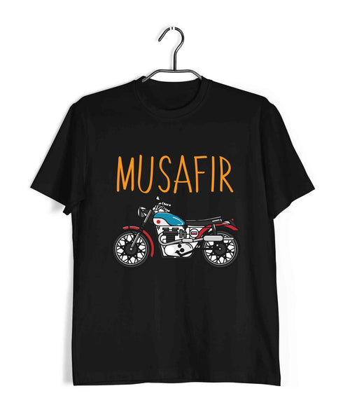 Wanderlust Travel Travel MUSAFIR ENGLISH - WITH BIKE Custom Printed Graphic Design T-Shirt for Women